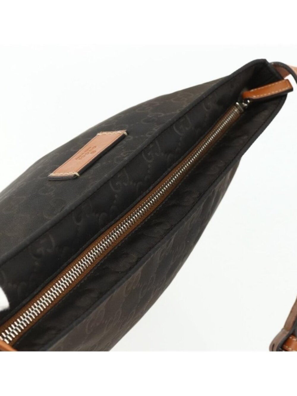 Authentic GUCCI GG Canvas Shoulder Bag Nylon Brown Silver 314529 - Picture 15 of 16
